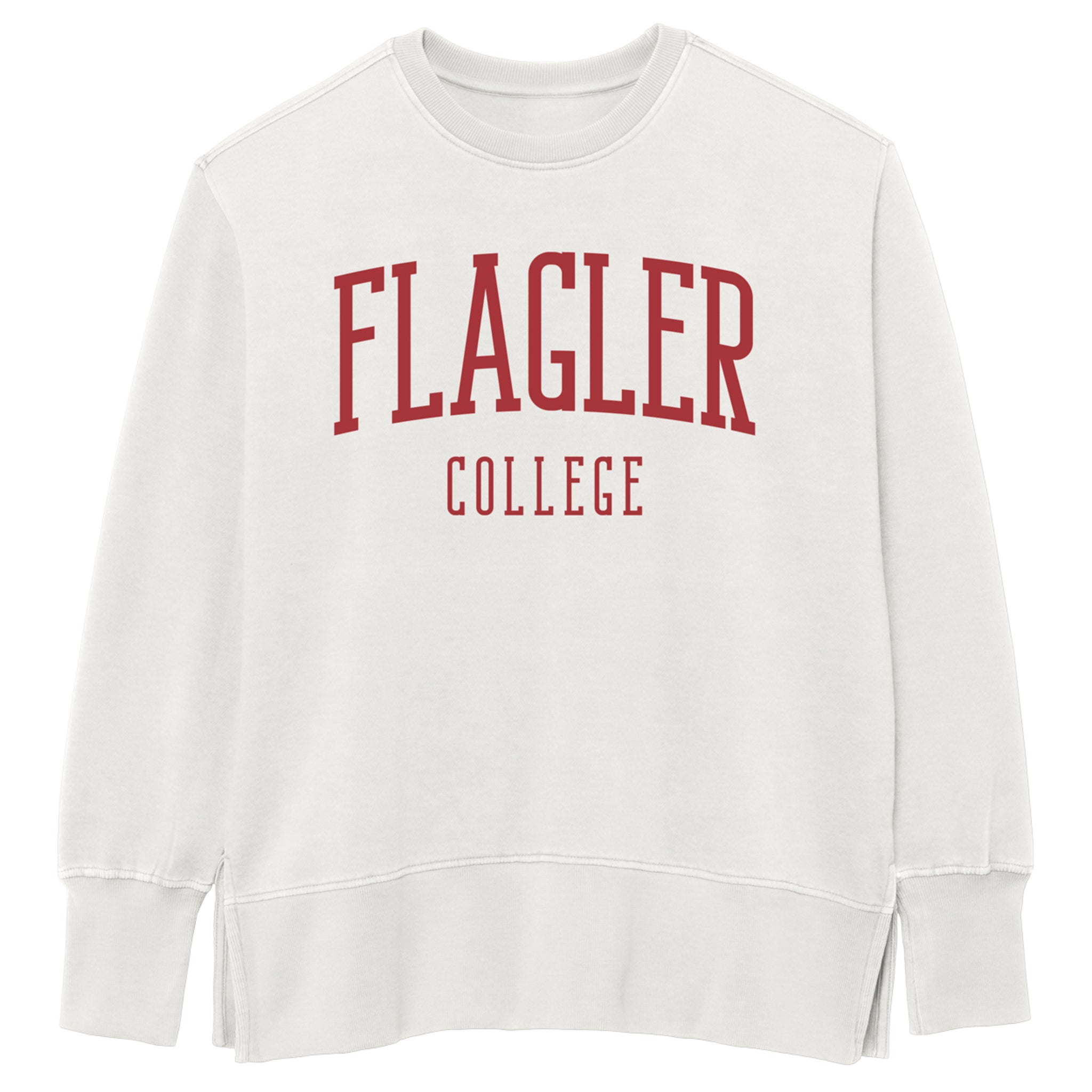 Women's White Weathered Oversized Flagler Crew