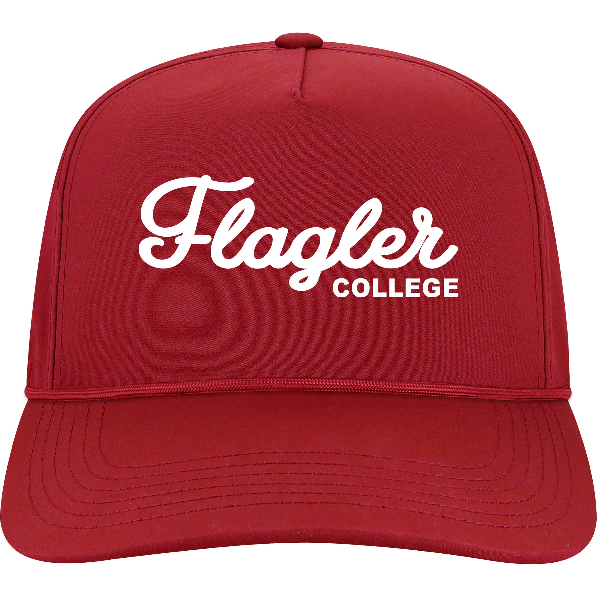 Red cap with 'Flagler College' text on a white background