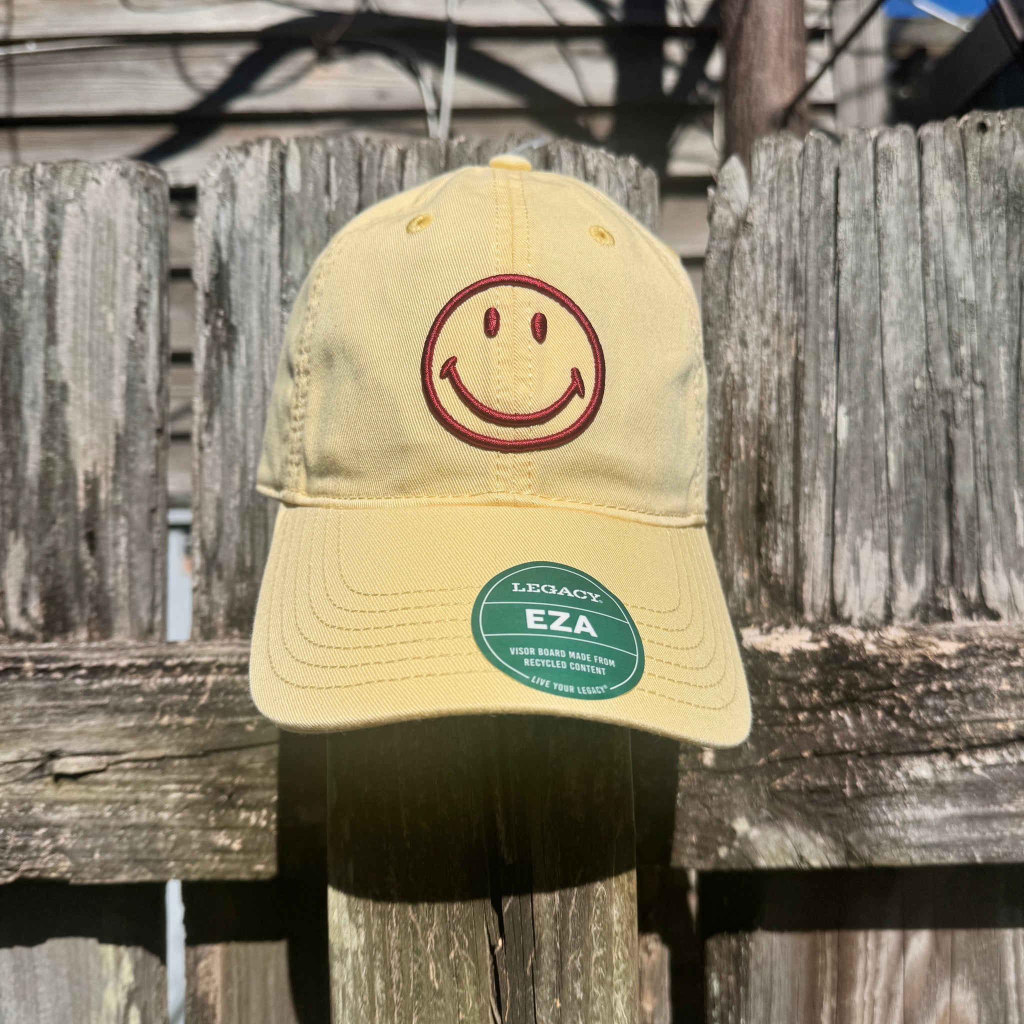 Smiley Face EZA Hat with Crimson Embroidery