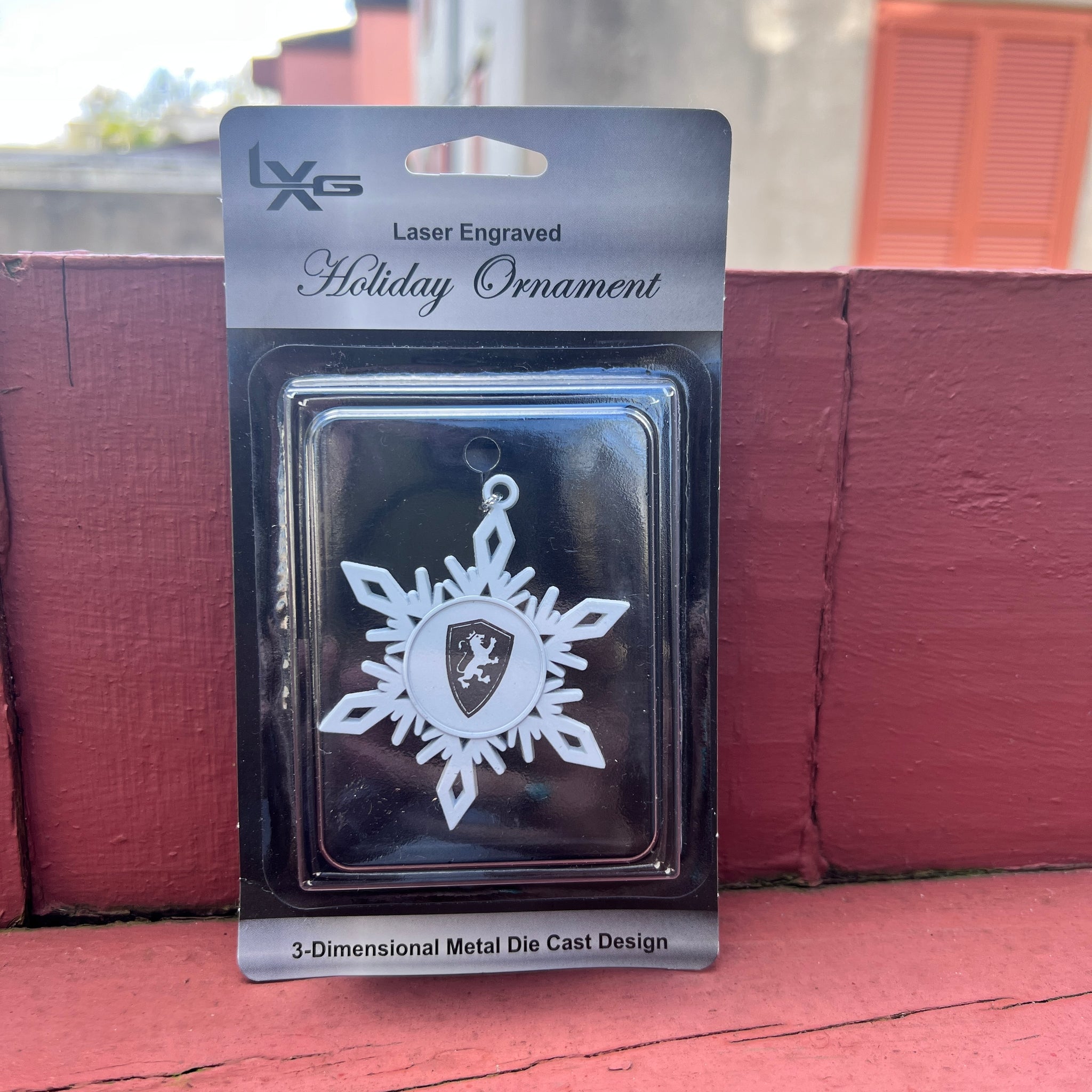 White Metal Snowflake Shield Ornament