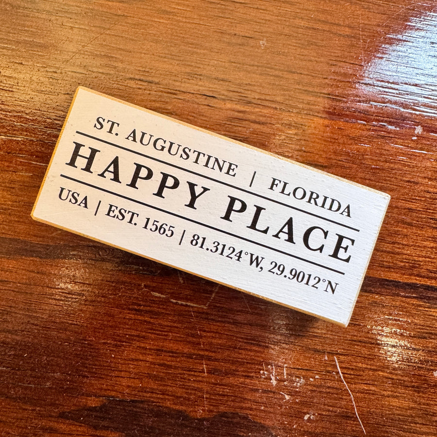 Happy Place Wood Block Magnet