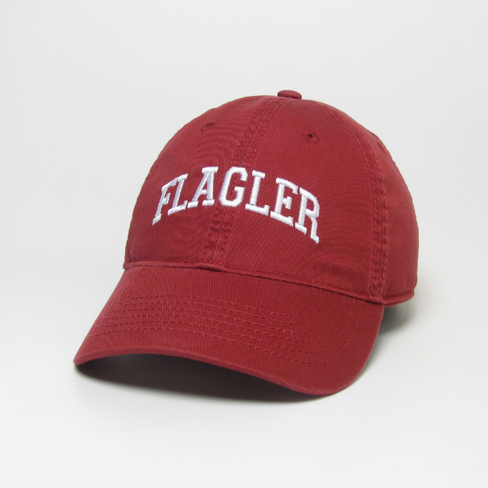 red hat with white embroider saying Flagler
