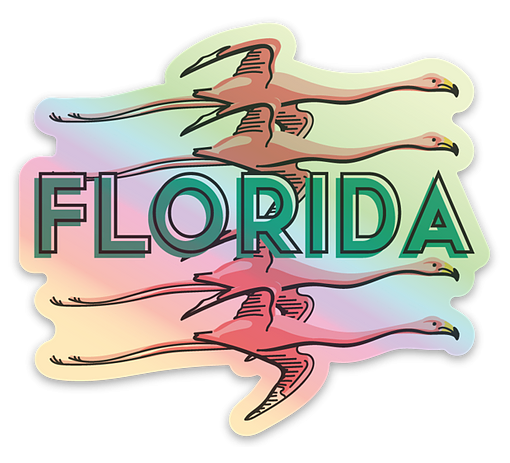 Florida Flamingo Holographic Sticker
