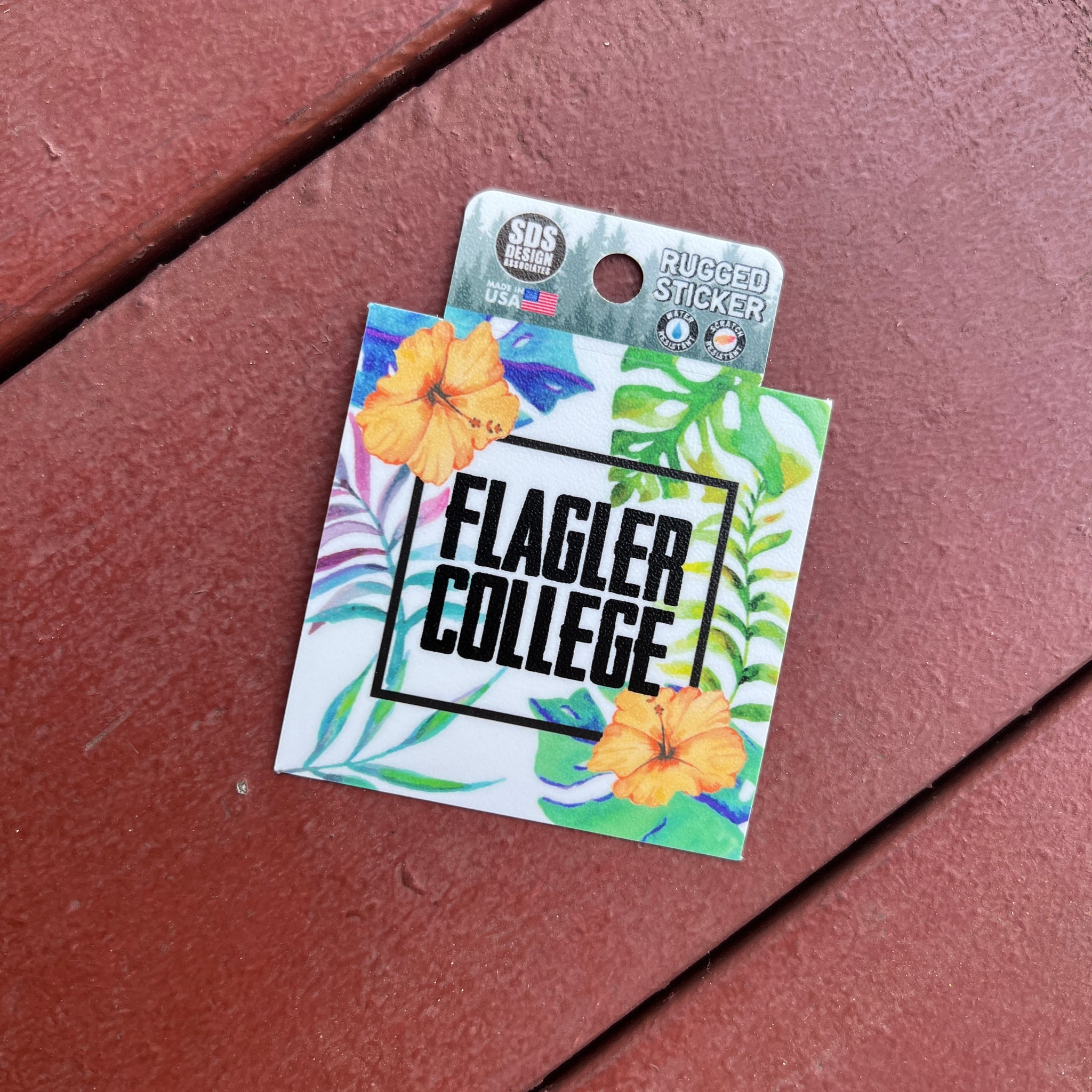 Rugged Floral Flagler College Sticker