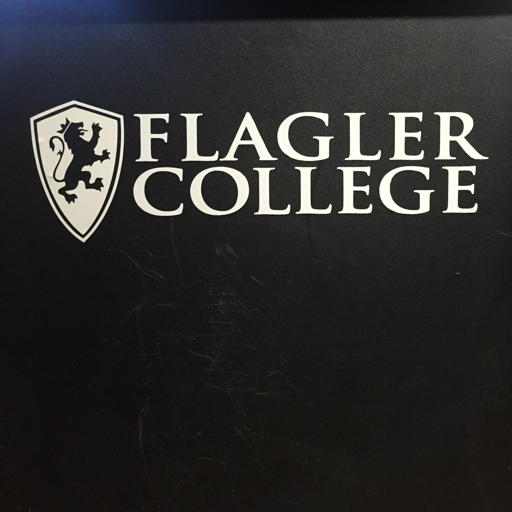 White Flagler college and shield decal